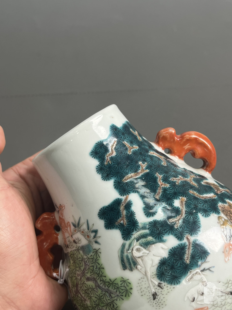 清晚期  粉彩松鹿图鹿头尊 - 图9